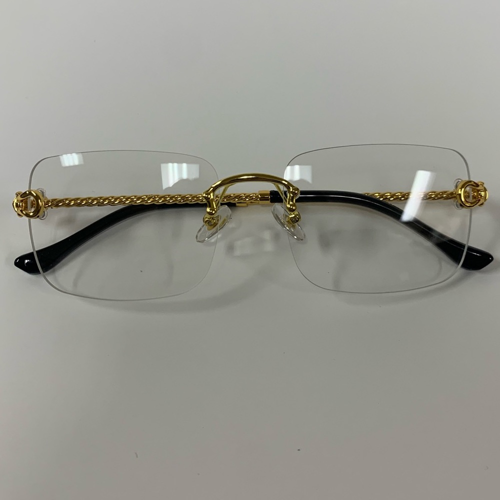 Gold Plated Bevel Edge Rimless Glasses